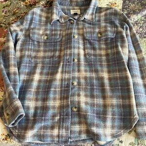 American Eagle Outfitters Blue and White Plaid Shirt